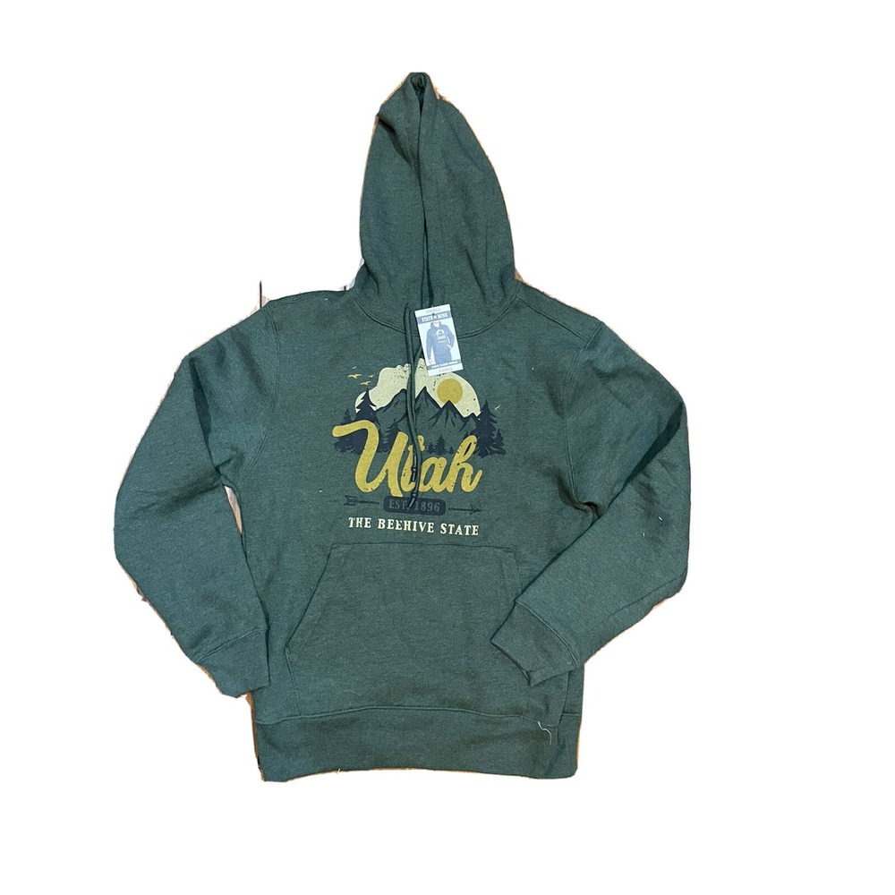 State of Mine Fleece Hoodie Olive Heather Utah SMALL